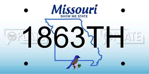 1863TH Missouri License Plate