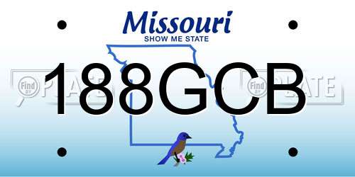 188GCB Missouri License Plate