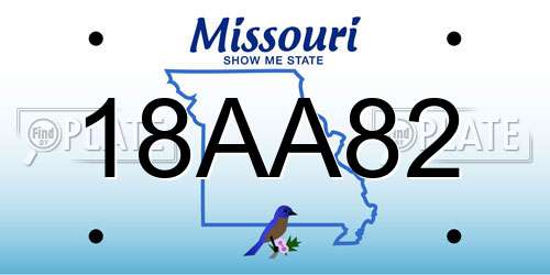 18AA82 Missouri License Plate