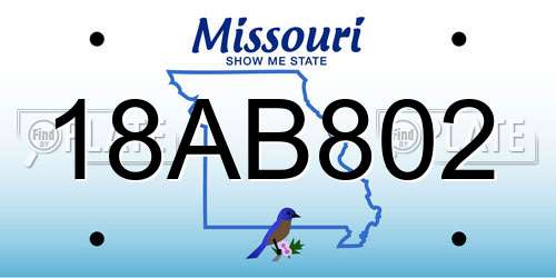 18AB802 Missouri License Plate
