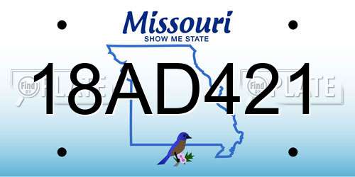 18AD421 Missouri License Plate