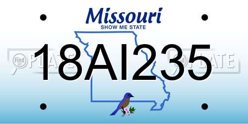 18AI235 Missouri License Plate
