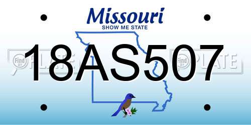 18AS507 Missouri License Plate