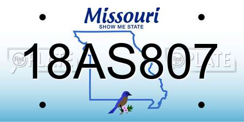 18AS807 Missouri License Plate
