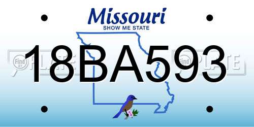 18BA593 Missouri License Plate
