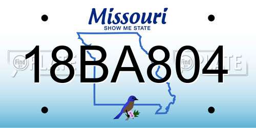 18BA804 Missouri License Plate