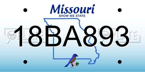 18BA893 Missouri License Plate