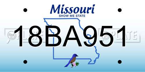 18BA951 Missouri License Plate