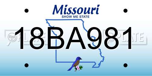 18BA981 Missouri License Plate