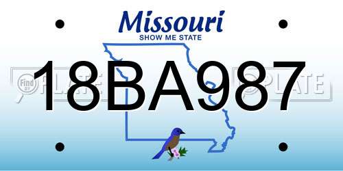 18BA987 Missouri License Plate
