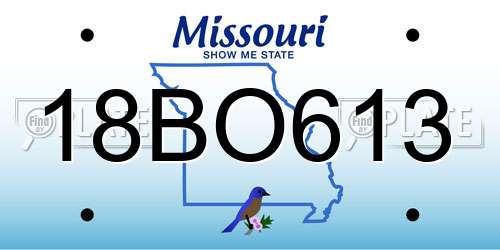 18BO613 Missouri License Plate