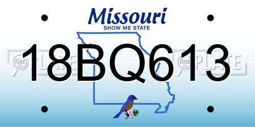 18BQ613 Missouri License Plate