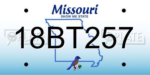 18BT257 Missouri License Plate