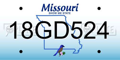 18GD524 Missouri License Plate