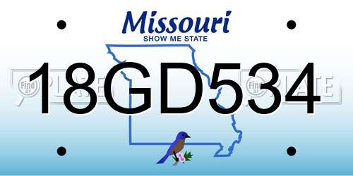 18GD534 Missouri License Plate