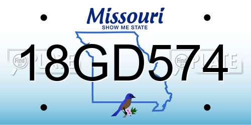 18GD574 Missouri License Plate
