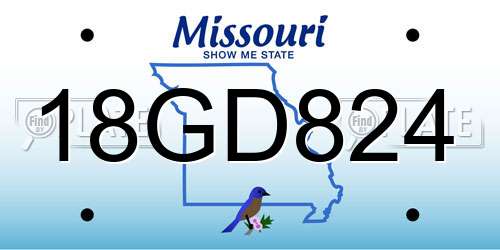 18GD824 Missouri License Plate