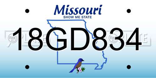 18GD834 Missouri License Plate