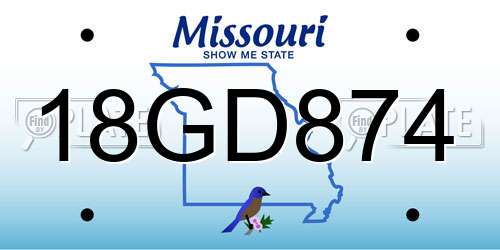18GD874 Missouri License Plate