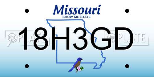 18H3GD Missouri License Plate