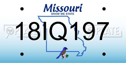 18IQ197 Missouri License Plate