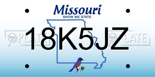 18K5JZ Missouri License Plate