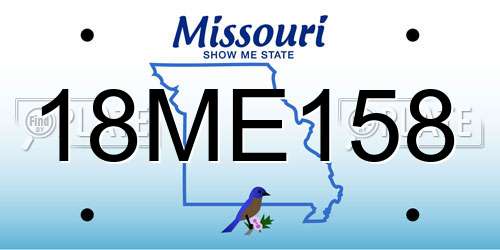 18ME158 Missouri License Plate