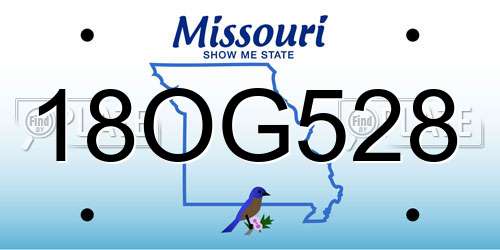 18OG528 Missouri License Plate
