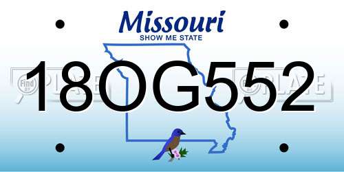 18OG552 Missouri License Plate