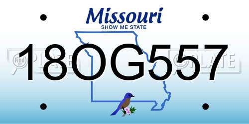 18OG557 Missouri License Plate