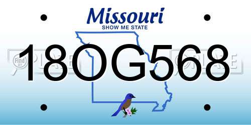 18OG568 Missouri License Plate
