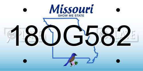 18OG582 Missouri License Plate
