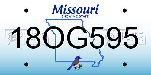 18OG595 Missouri License Plate