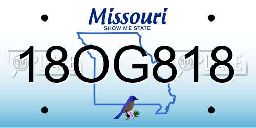 18OG818 Missouri License Plate