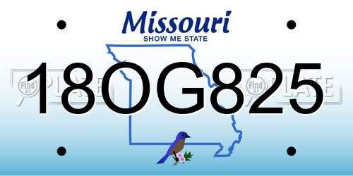 18OG825 Missouri License Plate