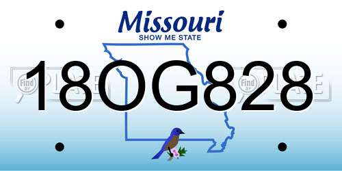18OG828 Missouri License Plate
