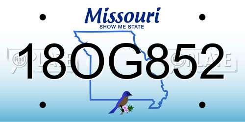 18OG852 Missouri License Plate