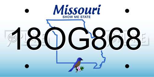 18OG868 Missouri License Plate