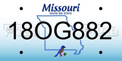 18OG882 Missouri License Plate