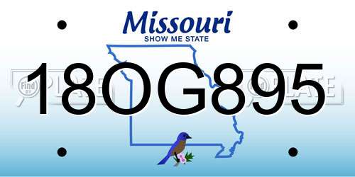 18OG895 Missouri License Plate