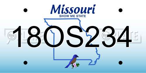 18OS234 Missouri License Plate