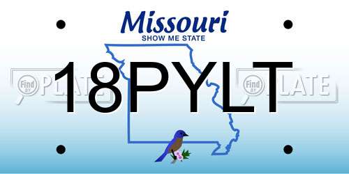 18PYLT Missouri License Plate