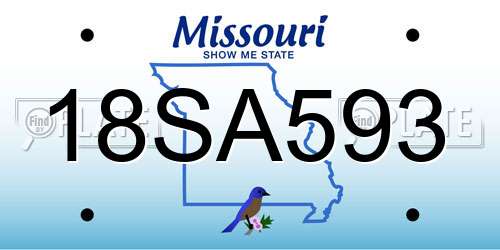 18SA593 Missouri License Plate
