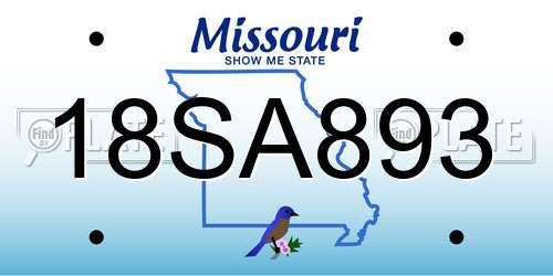 18SA893 Missouri License Plate