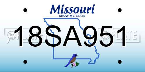 18SA951 Missouri License Plate