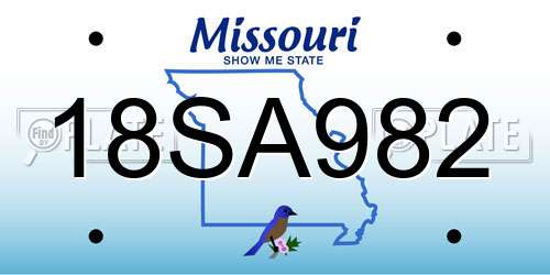 18SA982 Missouri License Plate