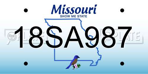 18SA987 Missouri License Plate
