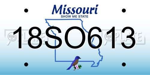 18SO613 Missouri License Plate