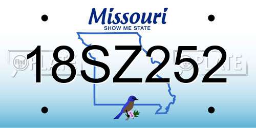 18SZ252 Missouri License Plate