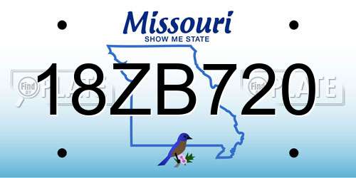 18ZB720 Missouri License Plate